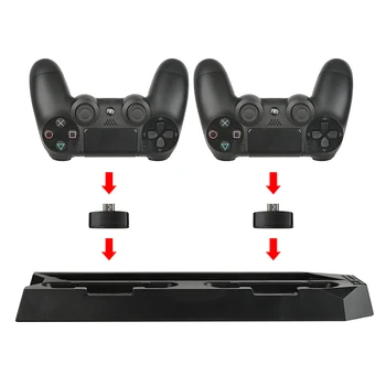 PS4 Slim Žaidimas Vertikalios Aušinimo Stovas Aušintuvo Ventiliatorius su Dual Controller Įkroviklio Įkrovimo Stotis 