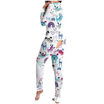 Pyjama femme seksualus pajama jumpsuit mygtuką Atvartu Pižama moterų Širdies onesie kigurumi suaugusiems Laišką Siuvinėjimo Sleepwear 92551