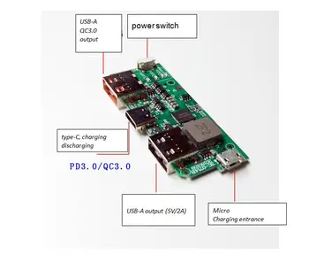 Qualcomm QC3.0/PD3.0 Dvikryptis Greito Įkrovimo Mobiliojo Energijos Tiekimo 
