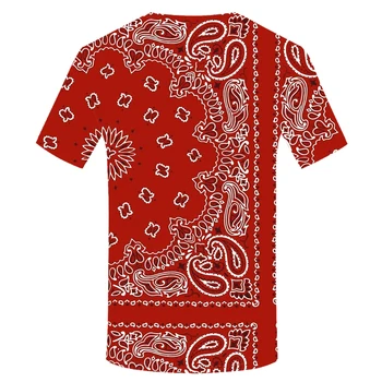 Raudona Bandana 3D Spausdinimo Mados Marškinėliai Vyrams Hip-Hop Kietas Streetwear Juokinga, T-marškinėliai Vyrams, Atsitiktinis Trumpas Rankovėmis Tee Viršūnių O-Kaklo Drabužiai 53212