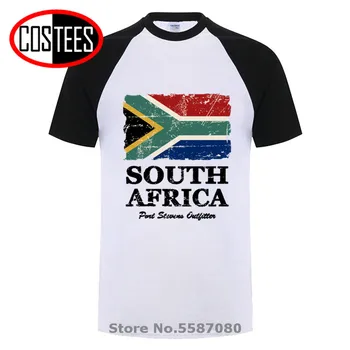 Retro Nelaimę Pietų Afrikos Vėliava marškinėliai vyrams Derliaus Afrikos Pasididžiavimas T-shirt Cool Trumpas Rankovės Įgulos Kaklo Pobūdžio Medvilnės marškinėliai 1799
