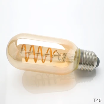 Retro Spiralės Kaitinimo LED Lemputė T45 ST64 G80 G95 G125 4W E27 E14 220V Pritemdomi Edison Lempos 2200K Šilta Geltona Led Šviesos
