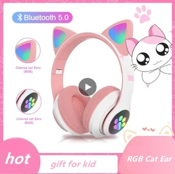RGB Kačių Ausų Belaidės Ausinės Bluetooth 5.0 Bass Triukšmo Panaikinimo Suaugusiems Vaikams Mergina laisvų Rankų įranga Parama SD Kortelė Su Mic Dovana 105096