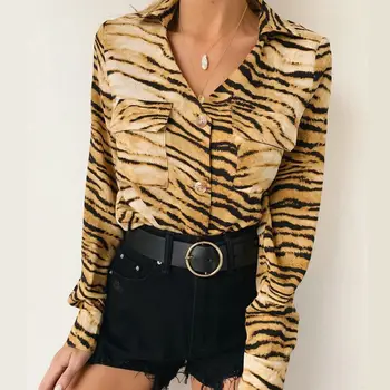 Rudenį Plius Dydis Prarasti Leopard Palaidinė Moterims 2019 M. Derliaus Ilgomis Rankovėmis Tarnybos Gyvūnų Spausdinti Palaidinė Marškinėliai Moterims Drabužių W3 81569