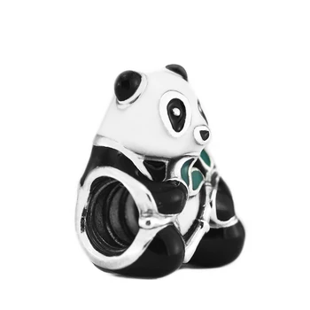 S925 Sterlingas Sidabro Papuošalai Kinijos Panda Emalio Žavesio Granulių Rudens Vidurio Naujas Stilius 