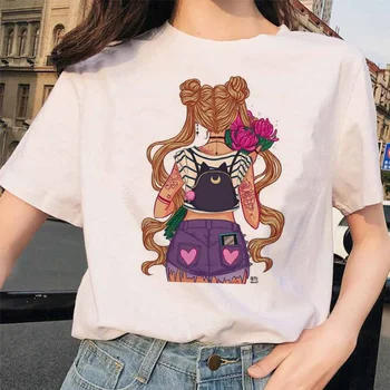 Sailor Moon 90s juokingi Marškinėliai Harajuku drabužius Marškinėlius Estetinės katė Anime Moterys Mielos Moterys T-shirt Kawaii moterų marškinėliai