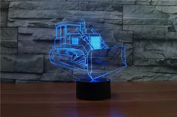 [Septynių Neon]nemokamas Pristatymas buldozeris formos Akrilo 7Colors Stalo Lempos 3D Lempos Naujovė dovana Led Nakties Šviesos Millennium Falcon Šviesos 15624