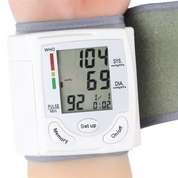 Skaitmeninis LCD Ekranas Automatinis Riešo kraujospūdžio matuoklis Prietaisas Širdies Plakimas Norma Pulso Matuoklis Priemonė Kamertonas ' Balta sveikatos