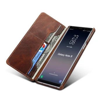 Solque Nekilnojamojo Natūralios Odos Flip Case For Samsung Galaxy Note 9 Note9 Telefono Dangtelį Prabangių Senovinių Kortelės Turėtojas Stovėti Piniginės Atvejais 10036