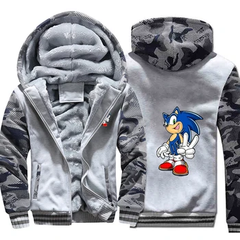 Sonic The Hedgehog Sonicthehedgehogseries Hoodies Vyrų 2020 M. Žiemą Šiltas Tirštėti Palaidinukė Mados Streetwear Striuke Camo Kailis