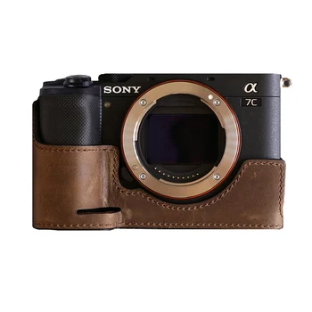Sony a7c fotoaparato krepšys, apsaugos atveju odos padengti bazės pusė padengti natūralios odos karvės odos
