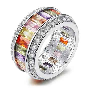 Spalvinga kubinis cirkonis vestuvių amžinybės juostos žiedas moterims bižuterijos kalėdų vakarėlį dovana moonso didmeninė R4879 8408