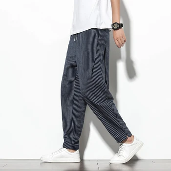 Streetwear Medvilnės Skalbiniai Mens Haremo Kelnės 2021 M. Vasaros Vyrų Atsitiktinis Poilsiu Kelnes Kietojo Hip-Hop Baggy Pants Kelnės Vyrams