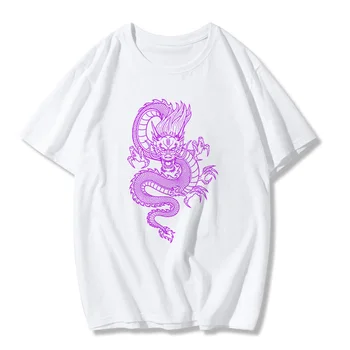 Streetwear viršūnes moteriški marškinėliai ulzzang Harajuku senovinių Kinų drakonas print T-shirt vasaros atsitiktinis moterų Estetinės mergina marškinėliai 105122