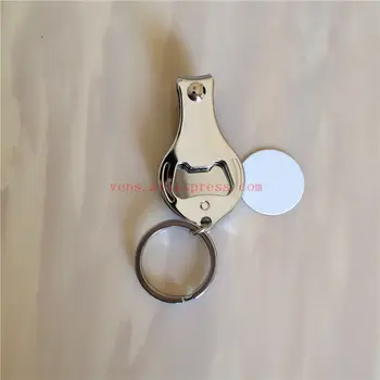 Sublimacijos metalo nagų karpymo raktų pakabukai butelio atidarytuvas karšta perdavimo tuščią raktų žiedas 