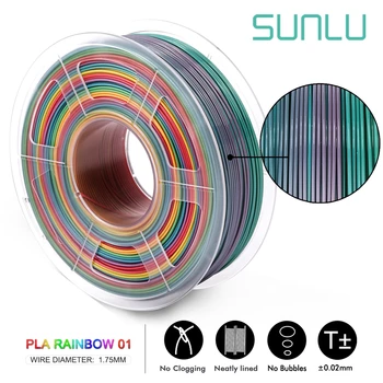 SUNLU PLA 3D Spausdintuvo Kaitinimo PLA Vaivorykštė Plastikiniai 3D Gijos sudaro 1,75 MM, 1 KG 3 Ritinius Matmens Tikslumas +/-0.02 mm 1233