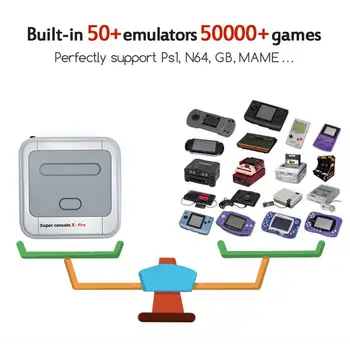 Super Konsolės X Pro Delninis Žaidimų Konsolės bevielio ryšio Retro Žaidimų Konsolės Emuliatorius Su 50000 Žaidimų Konsolės PS1 /N64/DC