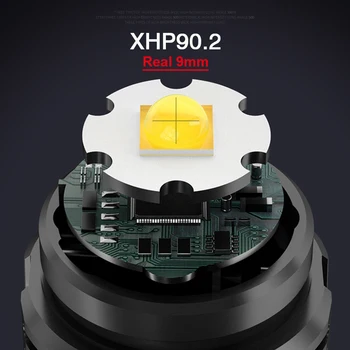 Super Šviesus Xhp90 Labiausiai Galingas Led Žibintuvėlis Fakelas Xhp90.2 Taktinis Žibintuvėlis Zoom Usb Įkrovimo 26650 18650 Blykstė