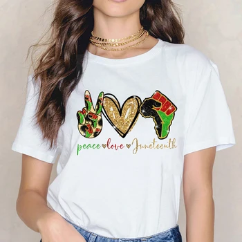 Taikos meilės Juneteenth T Shirt grafikos tees moterų Harajuku Juoda Gyvena Klausimas Marškinėliai juodosios Afrikos mergaičių marškinėlius melanino marškinėliai