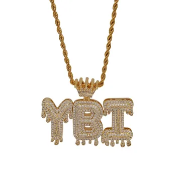 TBTK Lediniame Iš Karūnuotas Lašelinę Raidžių Alfabetą Pakabukas Karoliai Customzie Burbulas pirmąsias Raides Rose Gold Fashion Jewelry Pakabukai 155481