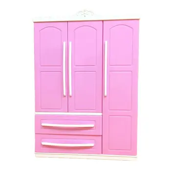 Trejų durų Rožinė Modernus drabužių Spinta Žaisti Barbi Baldai Gali Įdėti Batai