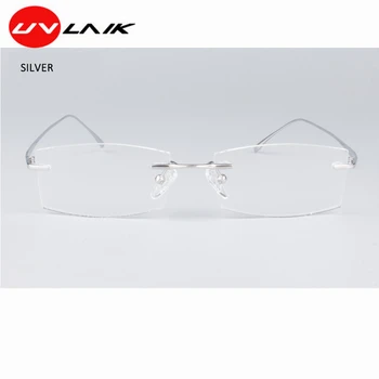 UVLAIK Vyrų Anti-mėlyna šviesa verslo akinių rėmeliai titano lydinio Šviesos patogūs vyriški darbo akiniai, Rėmeliai su dėžute 70688