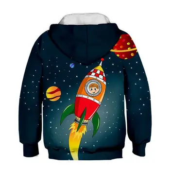 Vaikų Drabužiai Berniukas Rudens Žiemos Palaidinukė Streetwear Animacinių filmų Astronautas Star Raketų 3D Skaitmeninio Spausdinimo Hoodies Vaikams Drabužių 24498