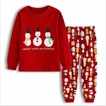 Vaikų pajama komplektai Rudenį naujų Animacinių filmų Kalėdų Grynos Medvilnės Berniukų Pižama Mergaitėms Pižama ilgomis Rankovėmis + Kelnes 2vnt pajama kostiumai