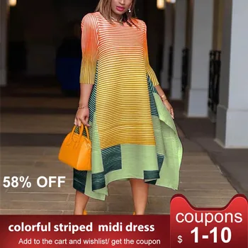 Vasaros dryžuotas Nesimetriškas midi suknelė atsitiktinis afrikos stiliaus trumpomis rankovėmis mados suknelės drabužius, plius dydis biuro šalis vestiods 212