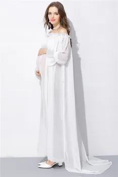 Vasaros Mados Motinystės Balta Suknelė Nuotrauka Fotografavimo Nuotraukų Elegantiškas Nėštumo Suknelės Plius Dydžio Nėščiosios Rūbus BC1381