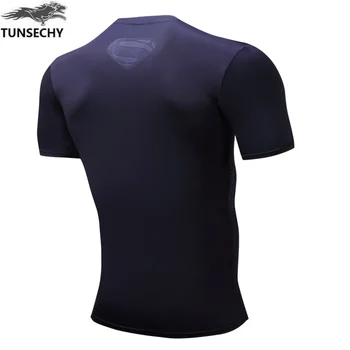 Vasaros vyriškų sporto atsitiktinis trumpomis rankovėmis T-shirt mados, o apykaklė suspaudimo quick dry 3D superhero T-shirt