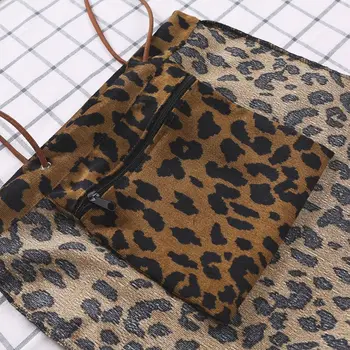 Velvetas Pirkinių Krepšys Pakartotinai Tote Rankinė Leopard 