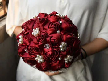 Vestuvių gėlės, vynas, raudonas Royal blue Bridesmaid, Vestuvių Puokštės dirbtinių Rožių Vestuvių Puokštė 13734