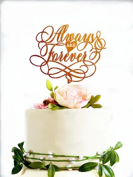 Vestuvių Tortas Topper Visada ir Amžinai Kaimiškas Tortas topper Asmeninį Medienos tortas topper 9513