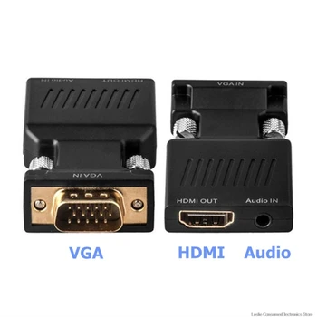 VGA Male HDMI Moterų Keitiklis su Audio Adapteris Kabeliai, 1080P HDTV Monitorius, Projektorius, PC, PS3 15503