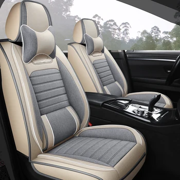 Visiška linų pluošto automobilių sėdynės padengti automobilių sėdynės apima mitsubishi montero outlander 3 xl pajero 2 3 4 sportas 130082