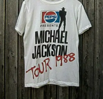 VTG - T Shirt 1988 m.,' 80 ' Michael Jackson Blogai Kelionių Amerikos dydis - super perspausdinti O-Kaklo Negabaritinių Stiliaus Tee Marškinėliai Stilius