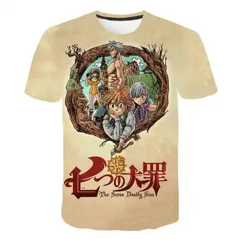 Vyrai Anime Vasaros Septynios Mirtinos Nuodėmės, VYRIŠKI T-Shirt 3D Spausdinimo Vyrų T-Shirt Atsitiktinis marškinėliai Streetwear Apvalios Apykaklės Kvėpuojantis 130587