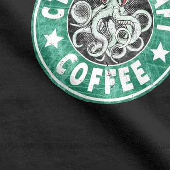 Vyriški Cthulhu Amatų Kavos T-Shirts Cuthlhu Lovecraft Funky Crewneck Trumpas Rankovėmis Viršūnes Grynos Medvilnės Tees Gatvės Marškinėliai 4X 5X