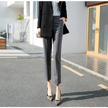 Wavsiyier Kostiumas Kelnės Rudenį Streetwear Kelnės Tiesios Kieta Elastinga Pločio Kojų Stiliaus Aukšto Juosmens Korėjos Atsitiktinis 2020 Ziajać Moterims