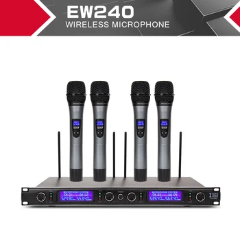 XTUGA EW240 4 Kanalų Belaidžiai Mikrofonai Sistema UHF Karaoke Sistema Belaidžius 4 kišeniniai Mic Etape Bažnyčios Naudoti Šalis
