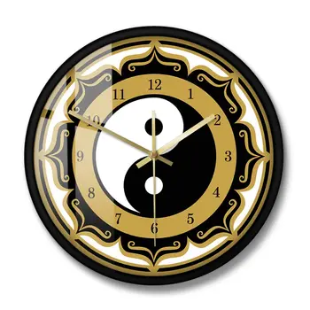 Yin Yang Simbolis, Modernus Sieninis Laikrodis Kinų Filosofija Daoizmas Amuletas Sienos Meno Dvasingumo Namų Dekoro Tylus Judėjimas Sieninis Laikrodis