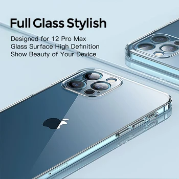 YKZ Prabanga Stiklo Atveju iPhone 12 11 Pro Max Atvejais Ultra Plonas Skaidraus Stiklo gaubtas, Skirtas 