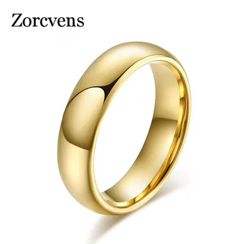 ZORCVENS Klasikinis Volframo Karbido Žiedas 6 MM Aukso spalvos/sidabro spalvos Vestuvių Žiedai Vyrams, Moterims, Aukštos Kokybės 4233