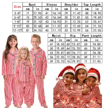 Šeimos Atitikimo Kalėdų Dryžuota Palaidinė Pižama Rinkinys Moterims, Vyrams, Vaikams, Kūdikių Sleepwear Naktiniai Drabužiai