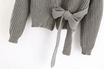 Žiemos Green susagstomi megztiniai megzti megztinis atsitiktinis ilgomis rankovėmis V-Kaklo džemperis 2020 prarasti storio varčias megztinis kailis