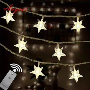 Žvaigždės blyksnis Pasakų Žibintai su Nuotoliniu valdymu,baterijomis, Styginių Pasakų naujovė žibintai LED star Gėlių Kalėdinis Namų dekoras 27427