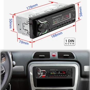 1 Din Automobilio Radijas USB MP3 Dual Bluetooth 