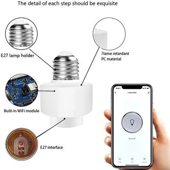 10 Pak Tuya Smart Gyvenimo Wifi Smart Lemputės Lizdo Adapteris E27 Pereiti Dirbti su 