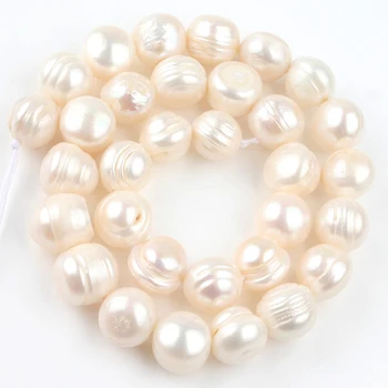 12-13mm Natūralios Baltos spalvos Gėlavandenių Perlų Karoliukai, Apvalūs Prarasti Tarpiklis Granulių Papuošalai Priėmimo 